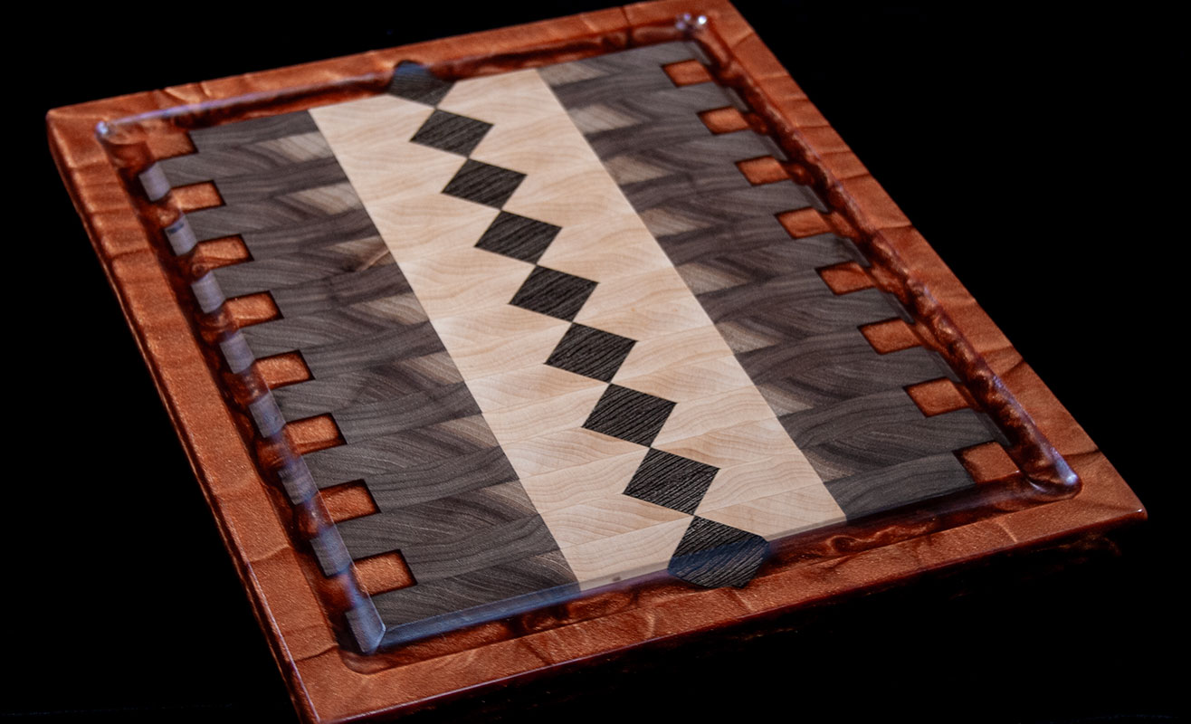 Walnut and Maple Cutting Board with Wenge Pattern