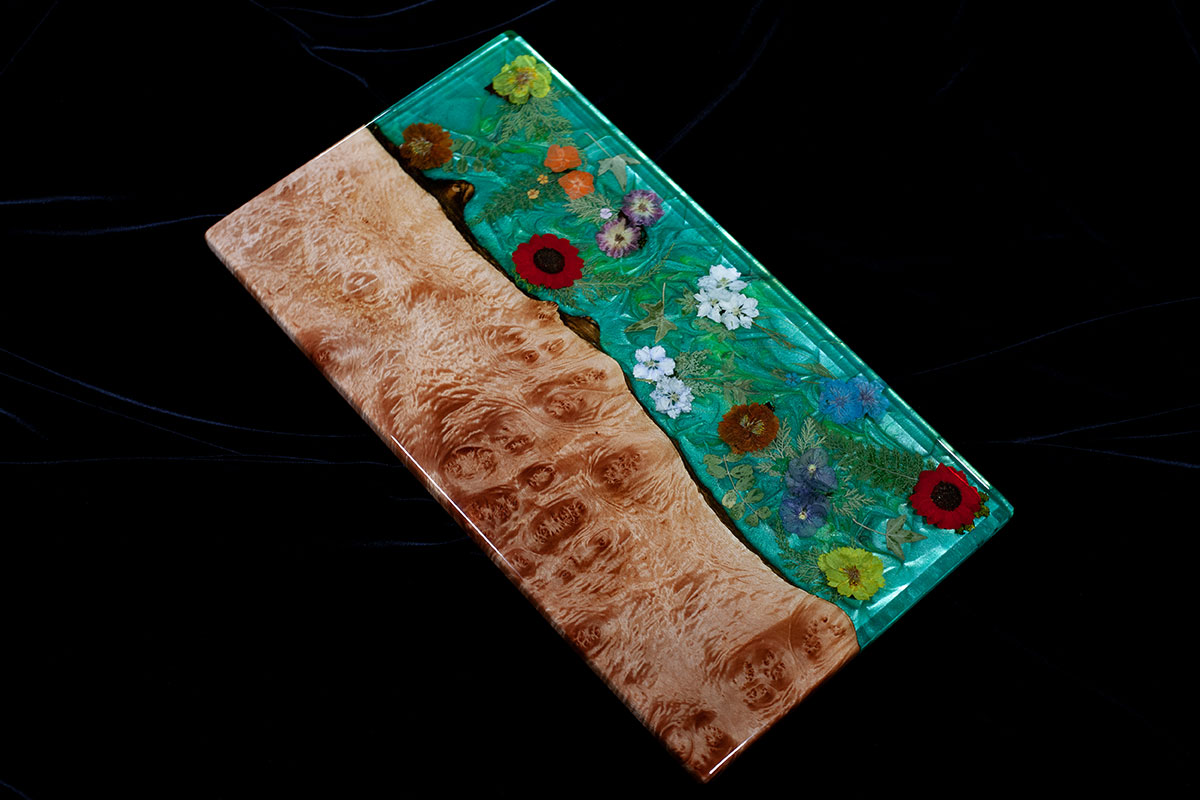 figured Maple and Dried Flower Charcuterie Board