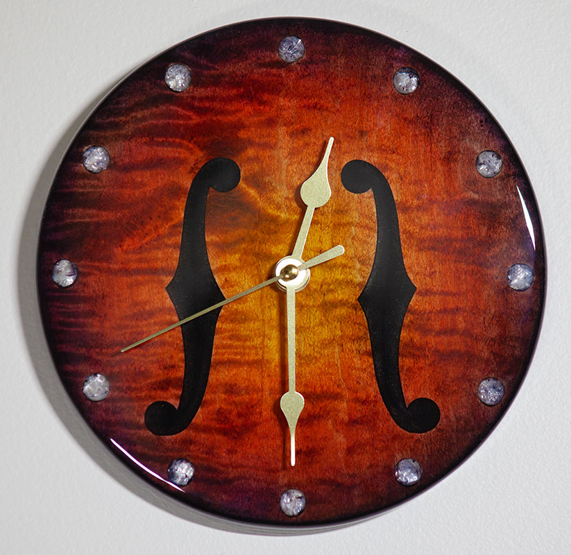flamed maple sunburst clock