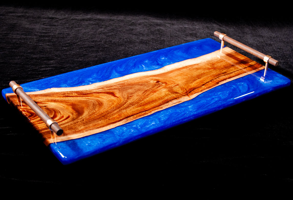 Hawaiian Koa and Blue Epoxy Charcuterie Board