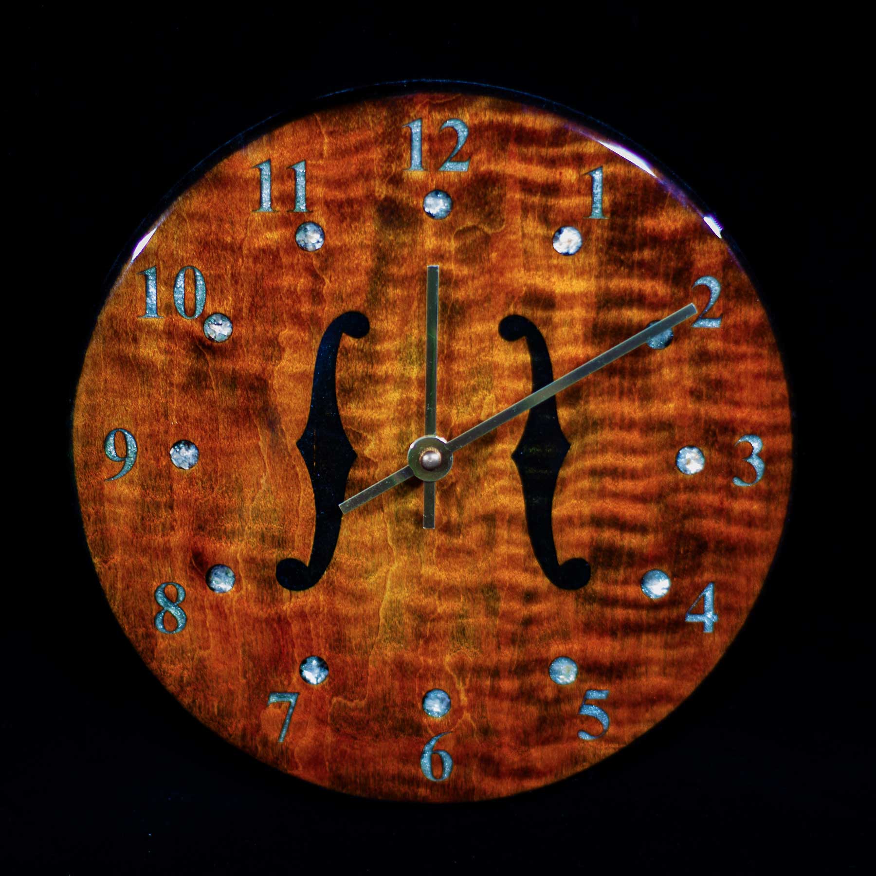 Flamed Maple Tobaccoburst clock
